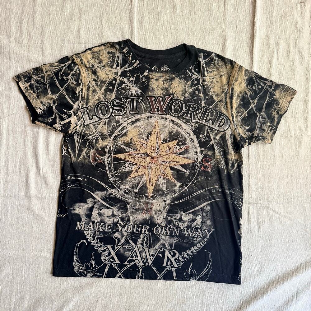 Xzavier Unlimited T-Shirt Men's M Lost World Y2K Cyber Grunge Skulls Gothic MMA
